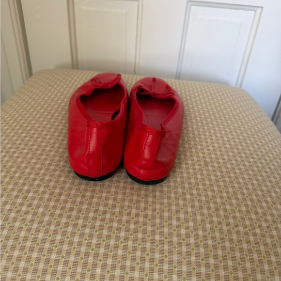 Red Leather Ballet Flats with Bow - Picture 3 of 4